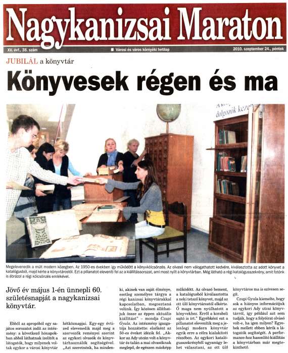 Nagykanizsai Maraton 2010 09 24 038sz 01old - Könyvesek régen és ma.jpg Nagykanizsai Maraton 2010 09 24 038sz 01old - Könyvesek régen és ma.jpg