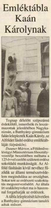 Zalai Hírlap 1992 05 23 16old - Emléktábla Kaán Károlynak.jpg Zalai Hírlap 1992 05 23 16old - Emléktábla Kaán Károlynak.jpg