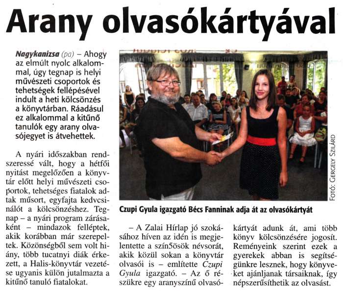 Zalai Hírlap 2016 08 30 203sz 03old - Arany olvasókártyával.jpg Zalai Hírlap 2016 08 30 203sz 03old - Arany olvasókártyával.jpg